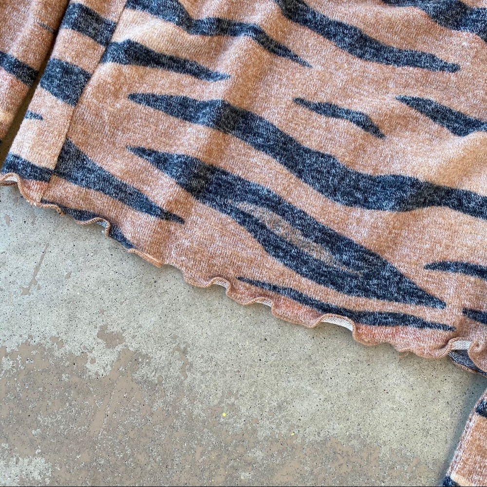 Love, Fire Stripe Mock Neck Top, Brown Tiger Print - Picture 2 of 5
